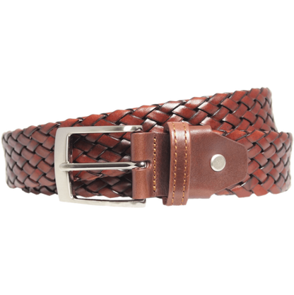34 mm Weave Leather Belt Brown