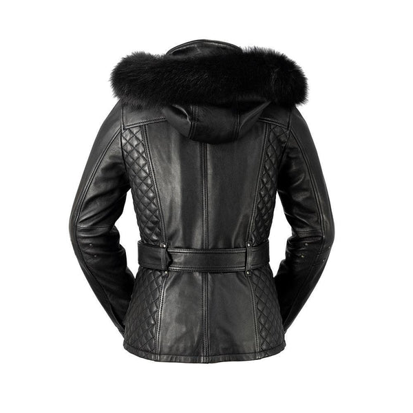 Elle Genuine Black Leather Jacket Women 