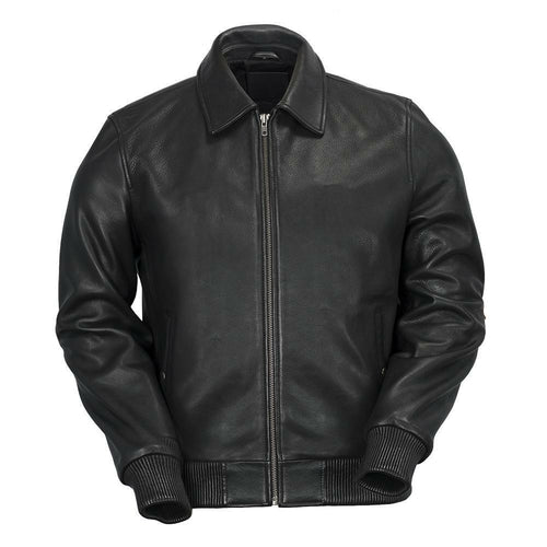 Castor Genuine Mens Bomber Black Leather Jacket