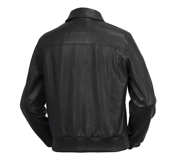 Castor Genuine Mens Bomber Black Leather Jacket