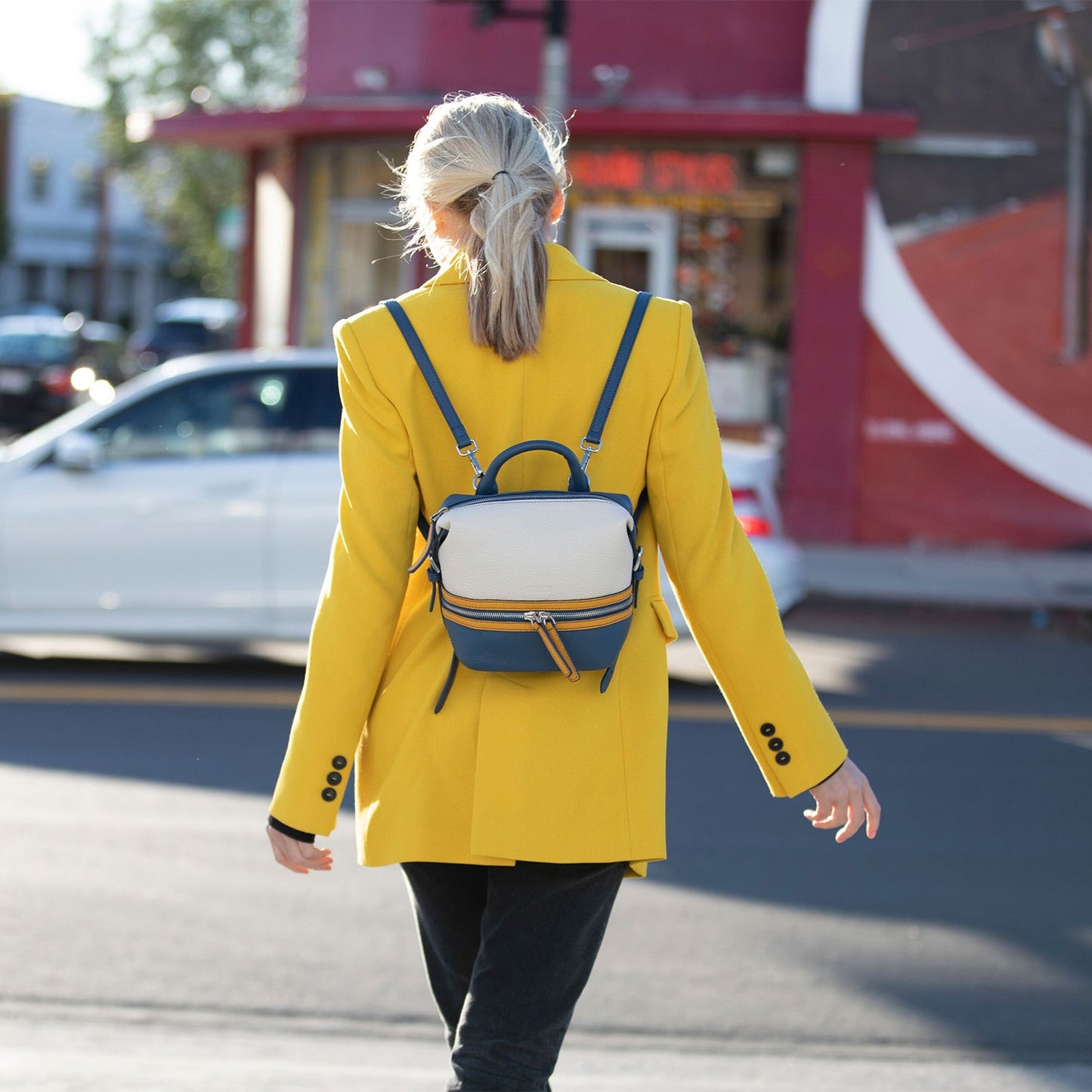 SUSU The Ashley Off White Leather Backpack