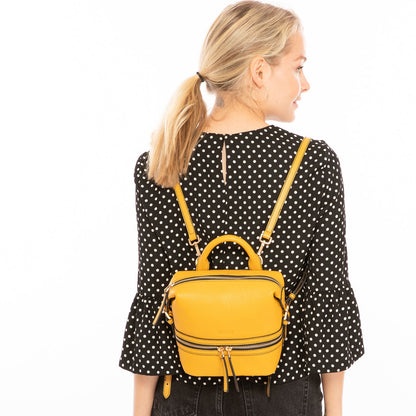 SUSU The Ashley Yellow Leather Backpack Purse
