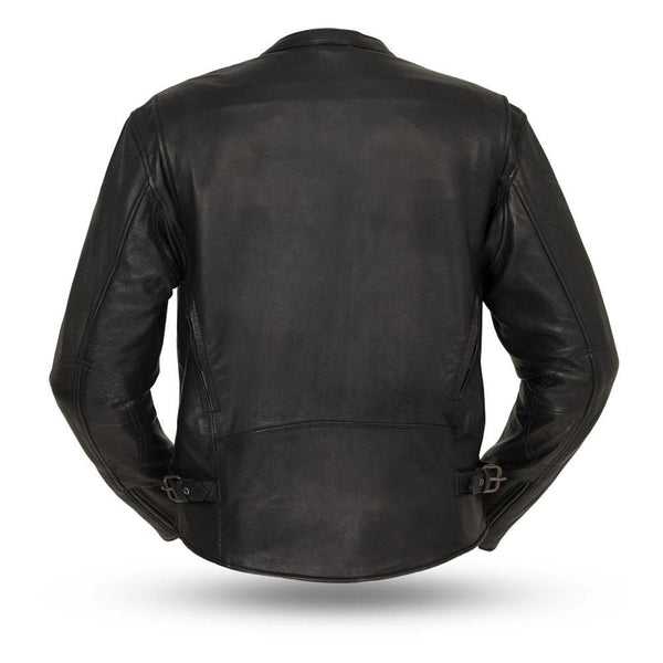 Indy Mens Black Real Cowhide Leather Motorcycle Jacket By First MFG Co 