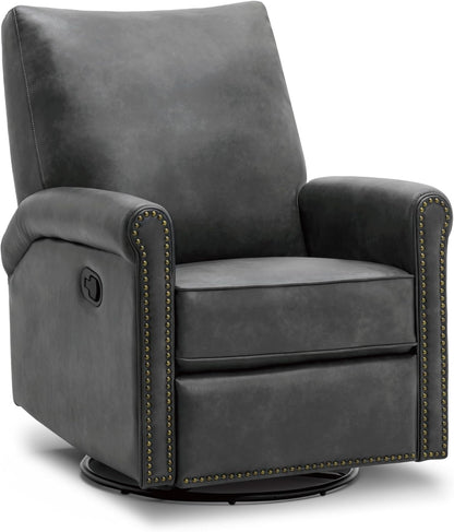 Large Leather Recliner Chair Faux Swivel Rocker for Adults Manual Sofa