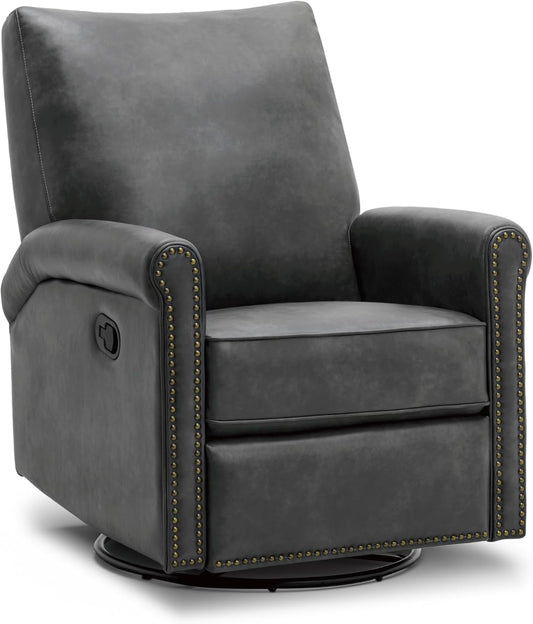 Large Leather Recliner Chair Faux Swivel Rocker for Adults Manual Sofa