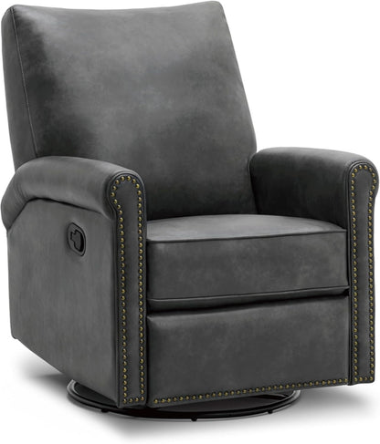 Large Leather Recliner Chair Faux Swivel Rocker for Adults Manual Sofa
