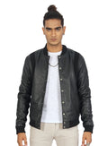 Charlie Black Mens Real Lamb Nappa Leather Bomber Jacket