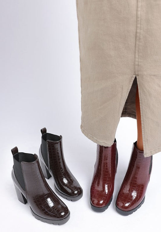 Foxy Faux Leather Croc Chelsea Boots