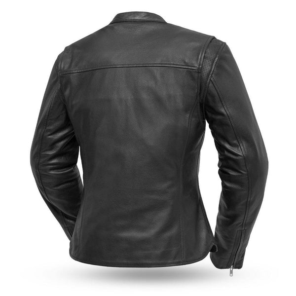 Liza Cafe Black Cowhide Leather Womens Motorcycle Jacket