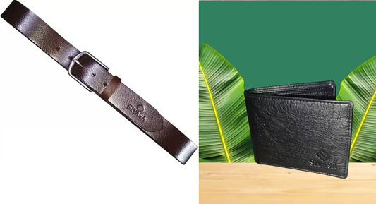 Belt & Men Stylish Black Artificial Leather Wallet Pack of 2