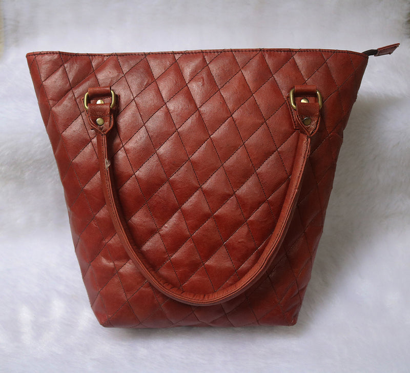 Leather Tote Brown Women's Handbag.