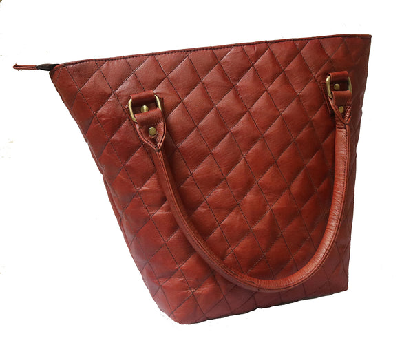 Leather Tote Brown Women's Handbag.