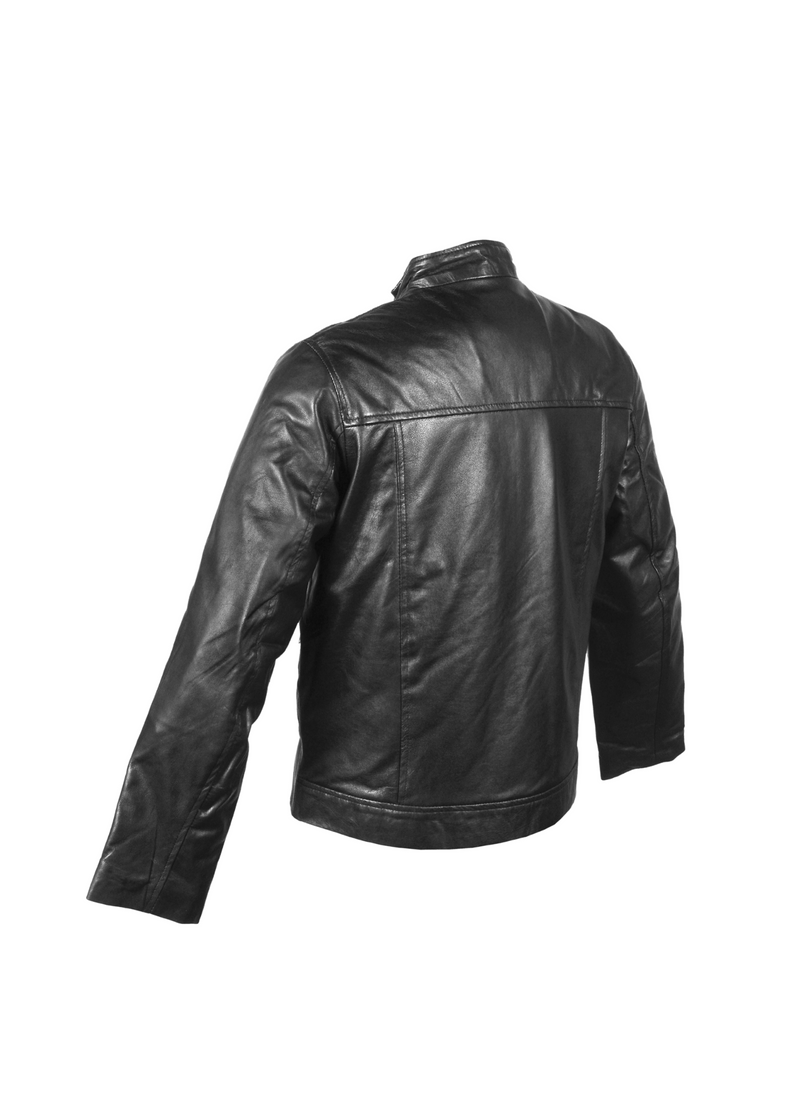 Classic Genuine Sheepskin Black Leather For Men