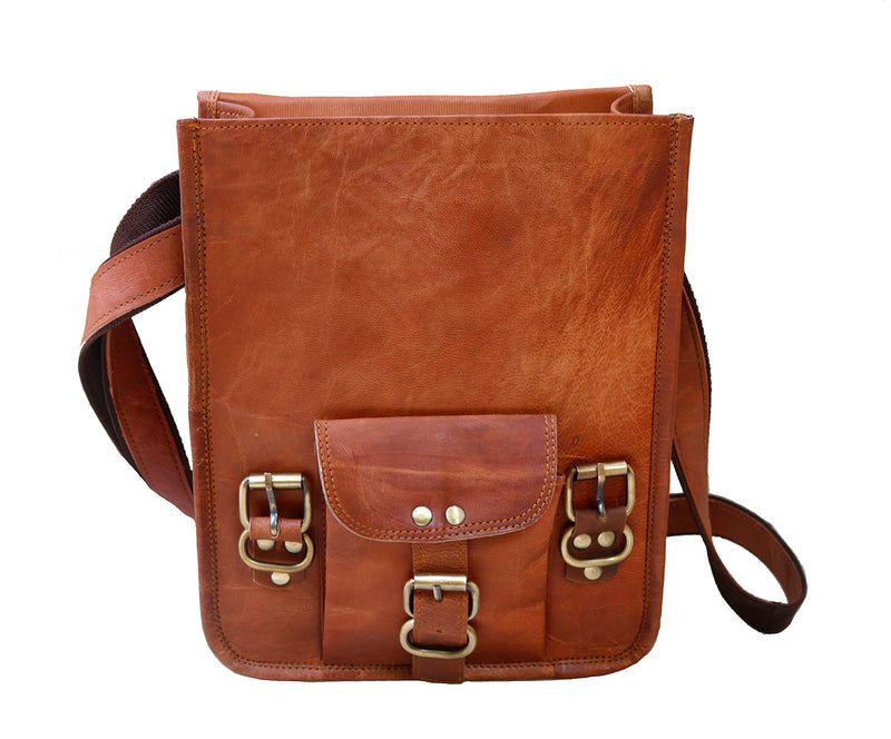 Leather 11 Inch Sturdy Leather satchel I-pad Messenger Bag for Unisex