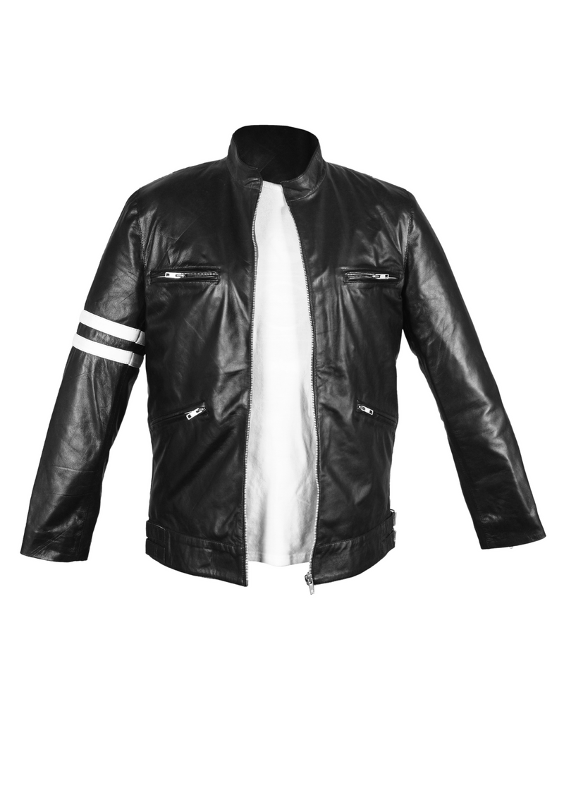 Dirk Gently's Black Genuine Sheepskin Leather Jacket Men