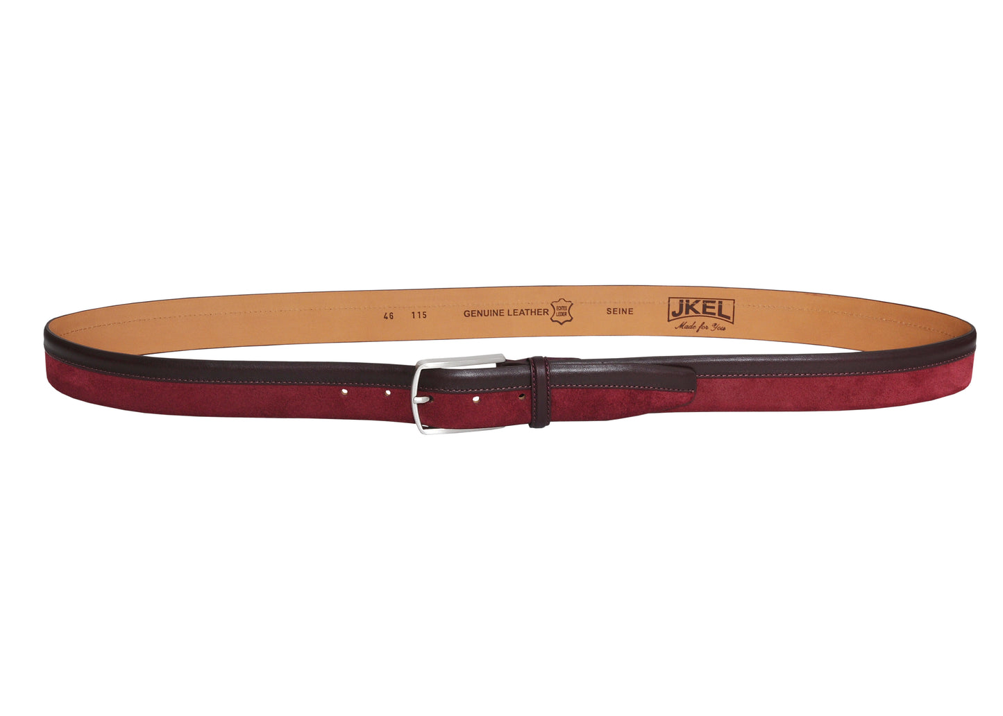 Siene Burgundy Leather Men Suede Belt