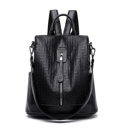 Geometric Pattern Soft Leather Outdoor Anti Theft Backpack