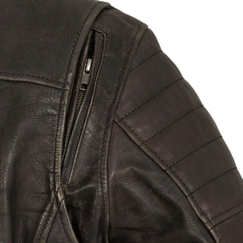 Commuter Motorcycle Brown Cowhide Leather Jacket Mens By First MFG Co. 