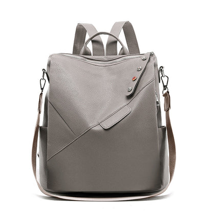PU Soft Leather College Style Female Backpack