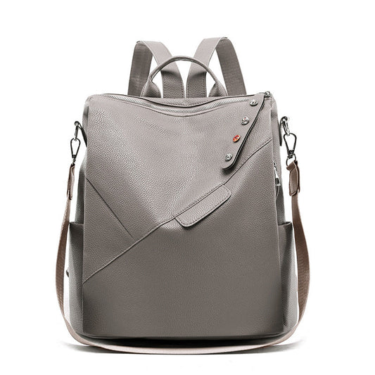 PU Soft Leather College Style Female Backpack