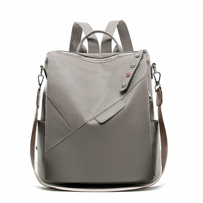 PU Soft Leather College Style Female Backpack