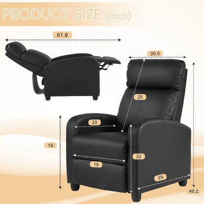 Recliner Chair Breathable Padded PU Leather Massage Single Sofa