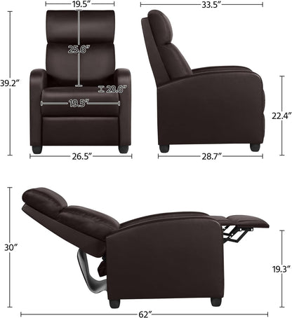 Recliner Chair Faux Leather Recliner Sofa Adjustable Modern Recliner
