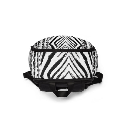 Fashion Backpack Waterproof Black White Native Print