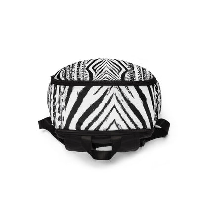 Fashion Backpack Waterproof Black White Native Print