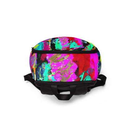 Fashion Backpack Waterproof Red Multicolor Abstract Print