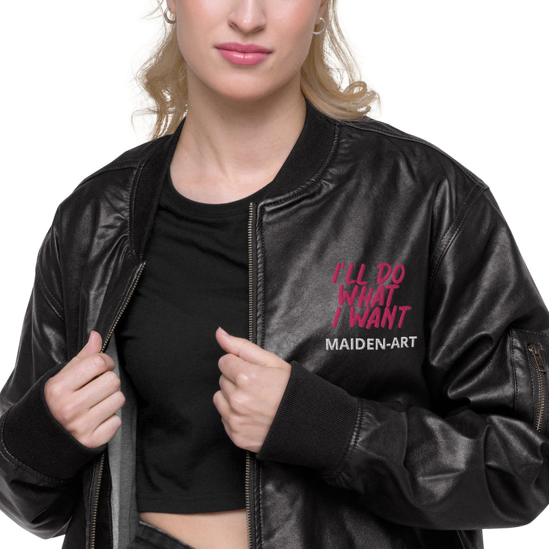 REBEL GIRL Leather Bomber Jacket