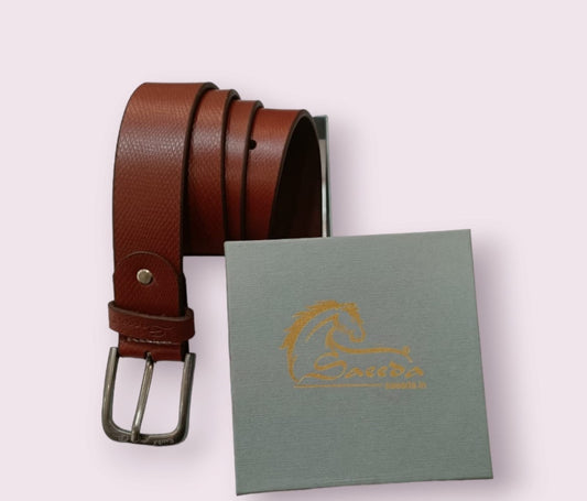 Men Black Genuine Leather Belt (Size-30) (Color-DARK BROWN)