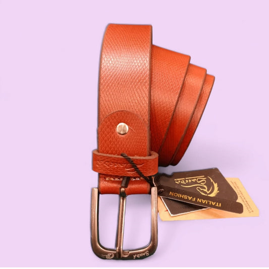 Men Black Genuine Leather Belt (Size-32) (Color-TAN)