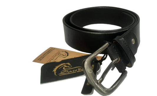 Men Black Genuine Leather Belt (Size-34) (Color-BLACK)