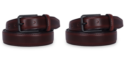 Leather Belt For Men – Classic Edition PACK OF 2 (Size-34) (Color-DARK