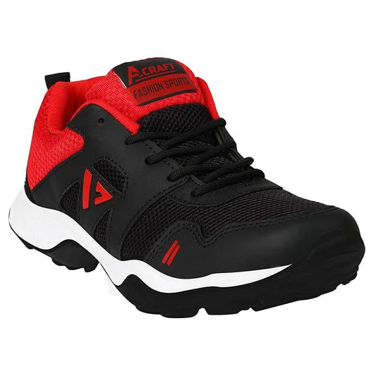 Men's Highly Flexible Faux Leather Shoes (Size-UK-7) (Color-BLACK&RED)