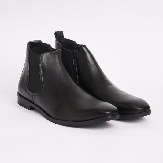 Men's Black Genuine Leather Chelsea Boots (Size-7K)