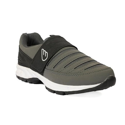 Men's Faux Leather Running Shoes (Size-UK-8) (Color-BLACK&DARK GREY)