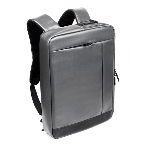 Slim Laptop Leather Backpack GREY