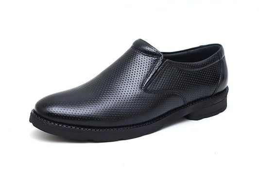 Men's Genuine Leather Slip On Formal Shoes (Size-UK-10 (Color-BLACK)