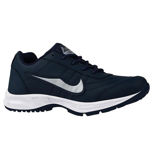 Men's Faux Leather Light Weight Running Shoes (Size-UK-10) (Color-NAVY