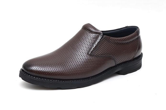 Men's Genuine Leather Slip On Formal Shoes (Size-UK-8 (Color-BROWN)