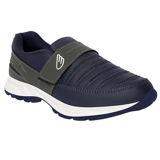Men's Faux Leather Running Shoes (Size-UK-10) (Color-NAVY&DARK GREY)