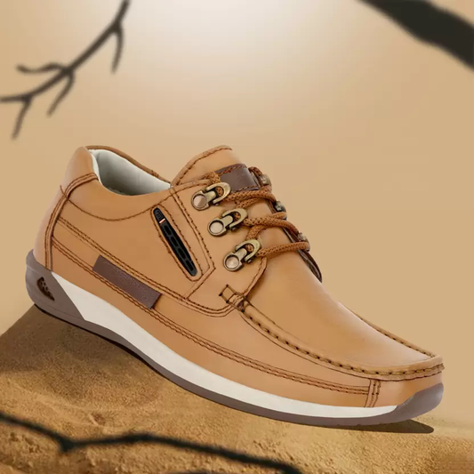 Genuine Leather Outdoors Shoe For Men Size 6 color TAN