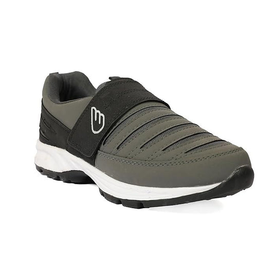 Men's Faux Leather Running Shoes (Size-UK-8) (Color-BLACK&DARK GREY)
