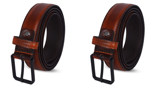 Leather Belt For Men – Urban Elite PACK OF 2 (Size-30) (Color-BROWN)