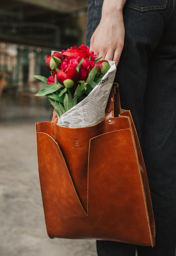 Real Leather Handbag, Shoulder Bag, Personalized Soft Tote