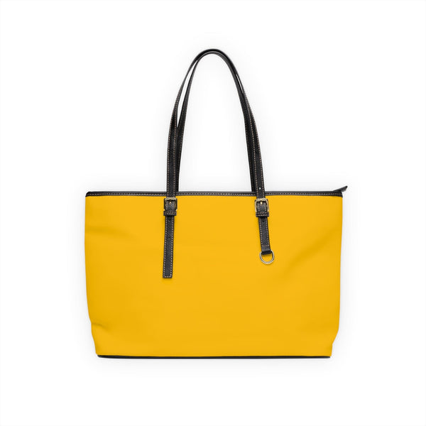 Large Leather Tote Shoulder Bag, Golden Yellow