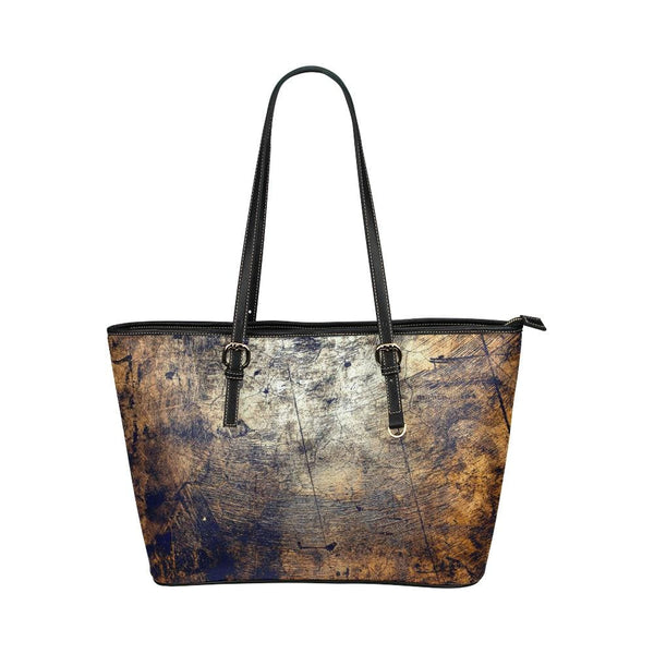 Large Leather Tote Shoulder Bag - Brown Abstract Handbag