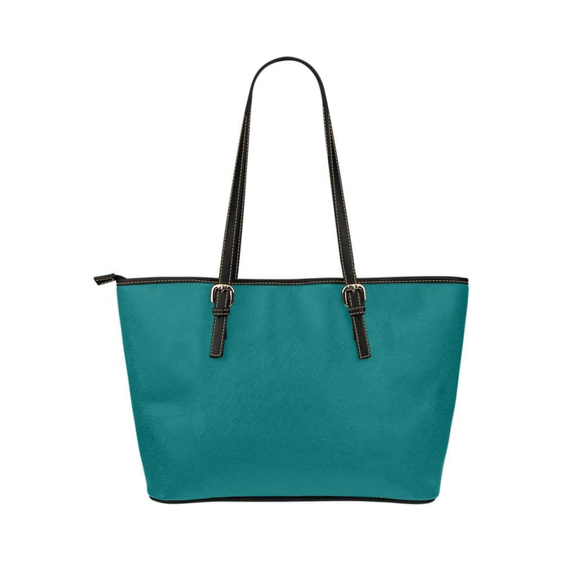 Large Leather Tote Shoulder Bag - Dark Teal Green Handbag